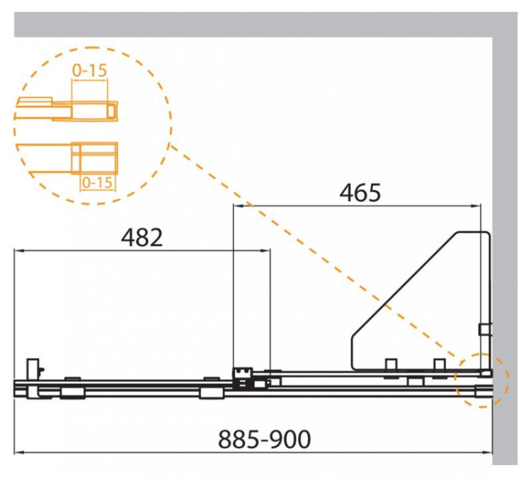 Душевая перегородка раздвижная STREAM-BF-1 Cezares STREAM-BF-1-80-C-Cr
