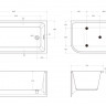 Пристенная, прямоугольная акриловая ванна в комплекте со сливом-переливом Cezares BB712-1700-730-R