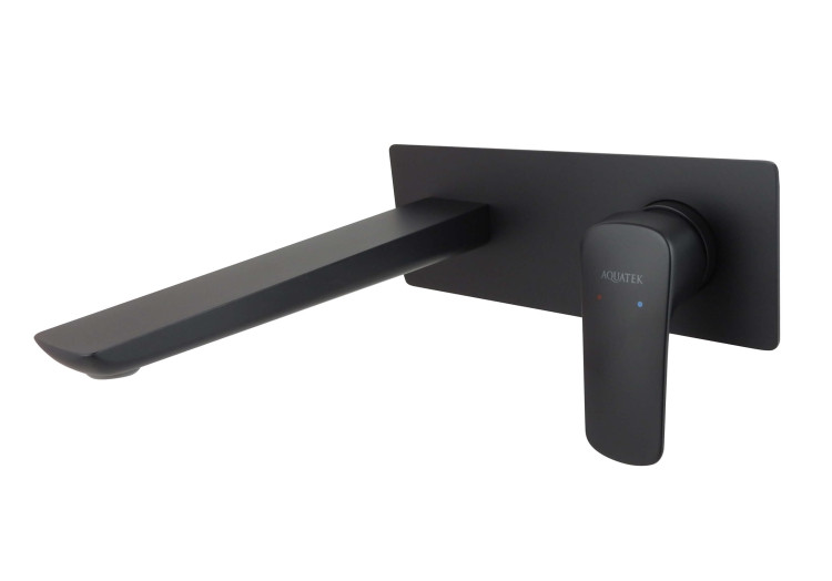 Смеситель для раковины настенный Aquatek (внешняя и скрытая часть), матовый черный AQ1013MB ВЕГА