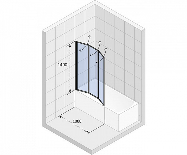 Шторка на ванну Riho VZ Alta 100x140