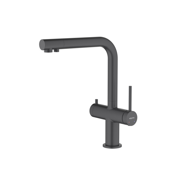 Смеситель для кухни с подключением к фильтру питьевой воды Aquatek, матовый черный AQ1385MB ЕВРОПА