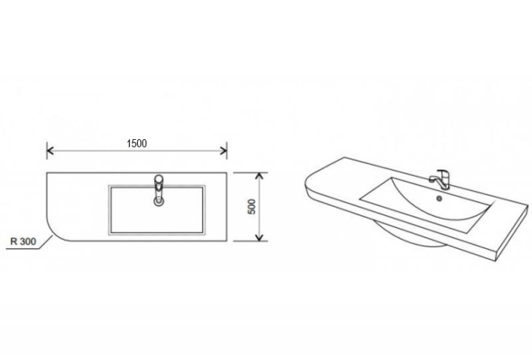 Раковина-столешница Kolpa San Lux Concept 150x50
