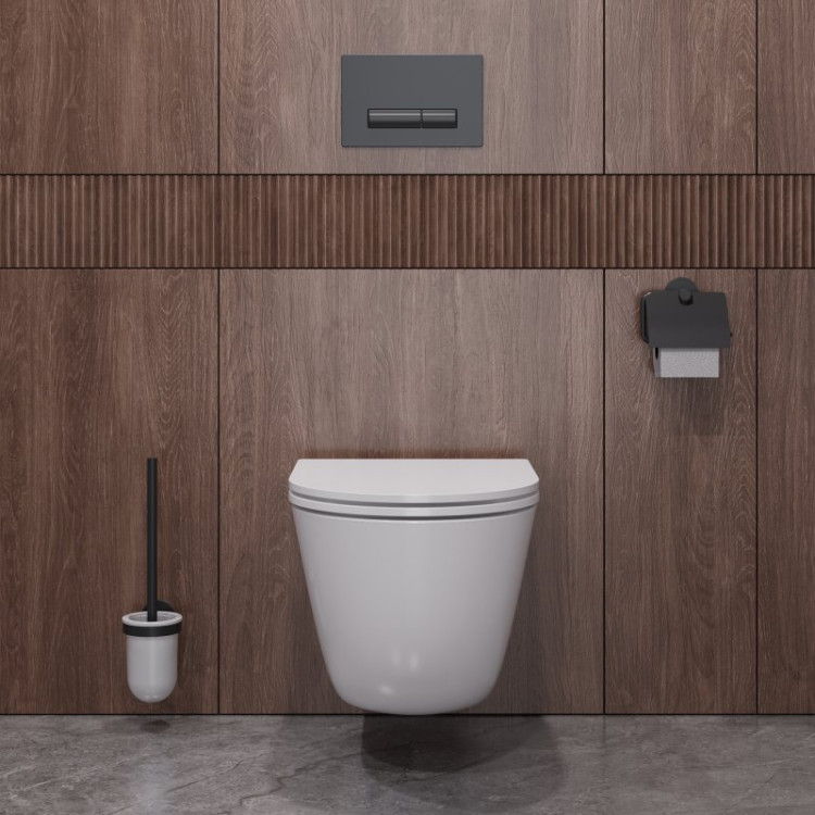 Унитаз подвесной безободковый со смывом Торнадо с сиденьем дюропласт soft close, 49 см Cezares CZR-38088-49-TH-TOR/SC