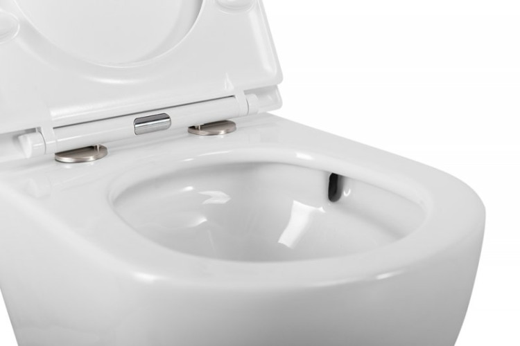 Унитаз подвесной безободковый со смывом Торнадо с сиденьем дюропласт soft close, 49 см Cezares CZR-38088-49-TH-TOR/SC