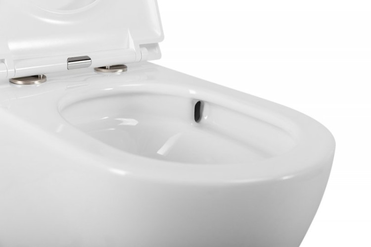 Унитаз подвесной безободковый со смывом Торнадо с сиденьем дюропласт soft close, 49 см Cezares CZR-38088-49-TH-TOR/SC