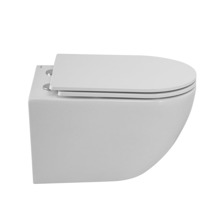 Унитаз подвесной безободковый со смывом Торнадо с сиденьем дюропласт soft close, 49 см Cezares CZR-38088-49-TH-TOR/SC