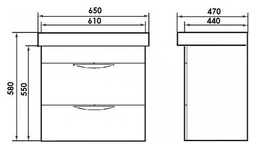 Тумба с раковиной Orange Sonic 65 подвесная