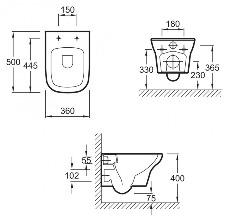 Подвесной унитаз без обода Jacob Delafon Vox EDM102-00