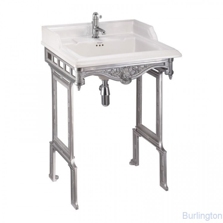 Классическая раковина на 1 или 2 отверстия, с подстольем из полированного алюминия