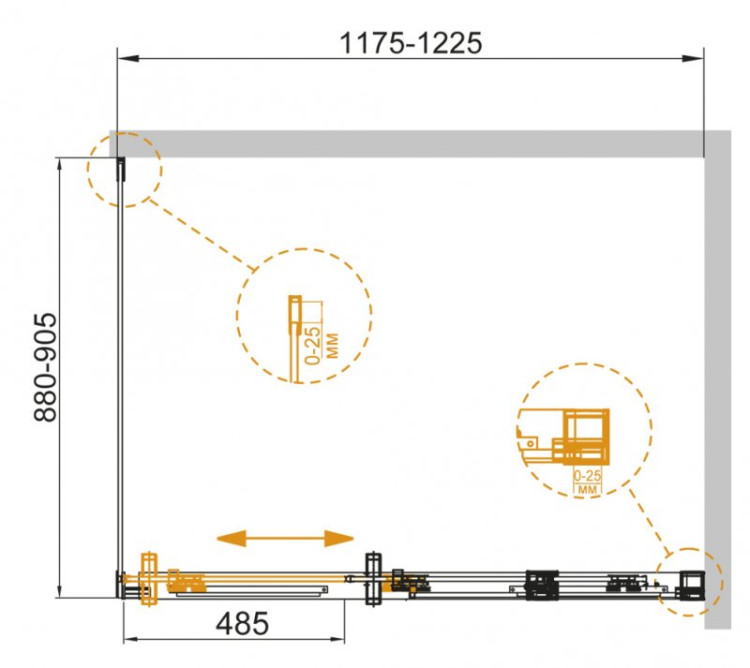 Душевой уголок DUET-SOFT-AH-1 Cezares DUET SOFT-AH-1-130/80-C-Cr