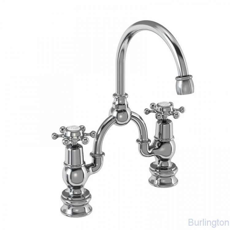 Смеситель для раковины на 2 отверстия Regent, с кнопкой Click-Clack [BIR27 + W11]