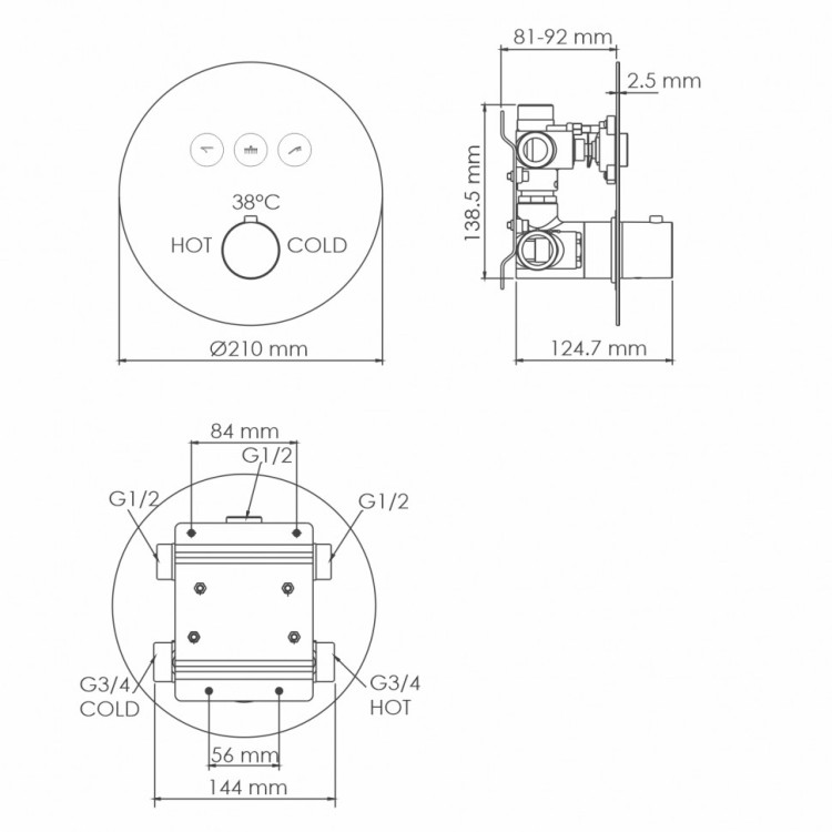 WasserKRAFT Dinkel 5844 Thermo Смеситель для ванндуша