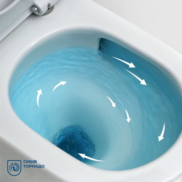 Чаша унитаза безободкового со смывом Торнадо с сиденьем дюропласт soft close Cezares BB2141CP-TOR/SC