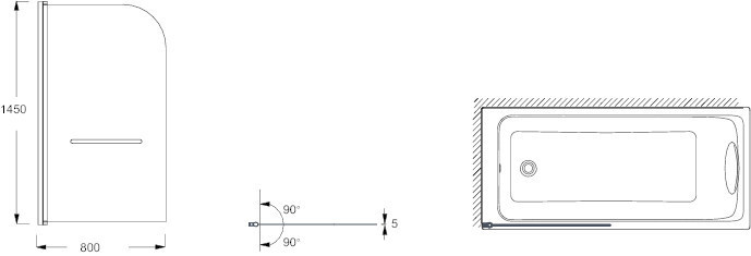 Реверсивный экран на прямоугольную ванну Jacob Delafon ODEON UP E4932-GA