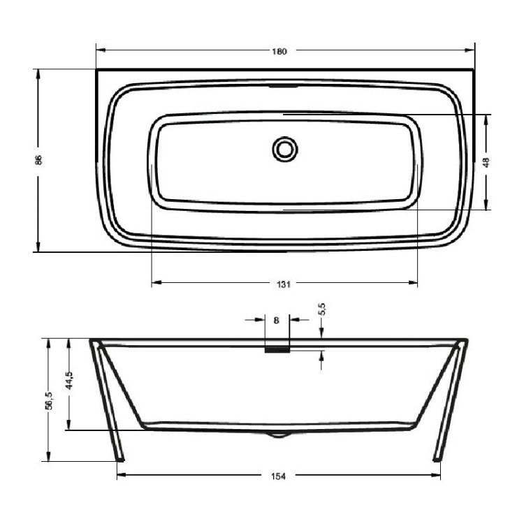 Акриловая ванна Riho Adore 180x86