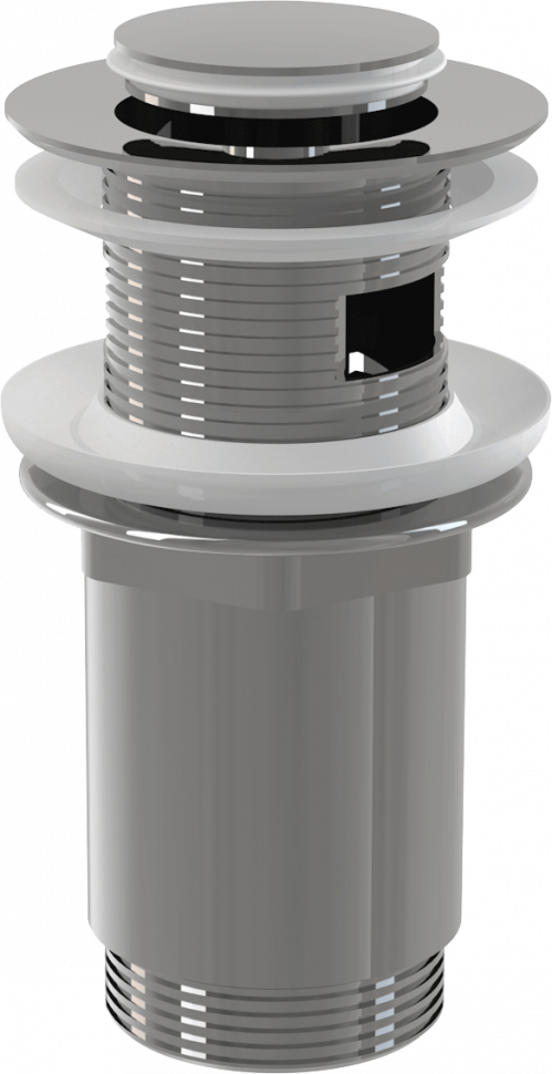 Донный клапан сифона для умывальника CLICK/CLACK 5/4&quot;, цельнометаллический с переливом и малой заглушкой Alcadrain A391