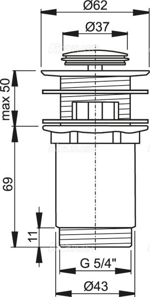 Донный клапан сифона для умывальника CLICK/CLACK 5/4