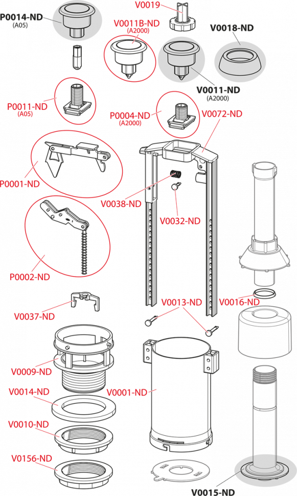 Сливной механизм с удлиненной СТОП кнопкой Alcadrain A05-CHROM