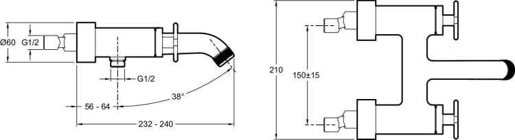 Настенный смеситель для ванны/душа Jacob Delafon NOUVELLE VAGUE E78350-BLV