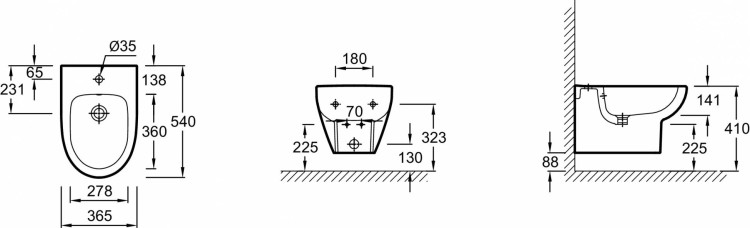 Подвесное биде 54 х 36,5 см Jacob Delafon ODEON UP E4765-00
