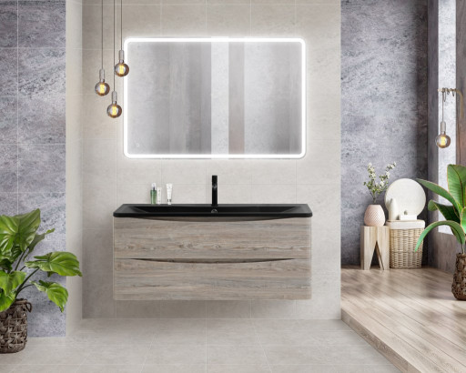 База под раковину подвесная с двумя выкатными ящиками 1200x450x500 BelBagno ACQUA-1200-2C-SO-BL