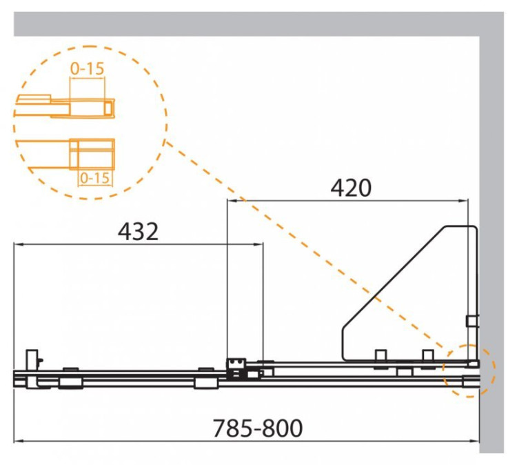 Душевая перегородка раздвижная STREAM-BF-1 Cezares STREAM-BF-1-90-C-Cr