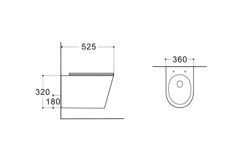 Унитаз подвесной безободковый Aquatek ВЕГА AQ1905-MG 525*360*320мм, матовый серый, тонкое сиденье с механизмом плавного закрывания, крепеж