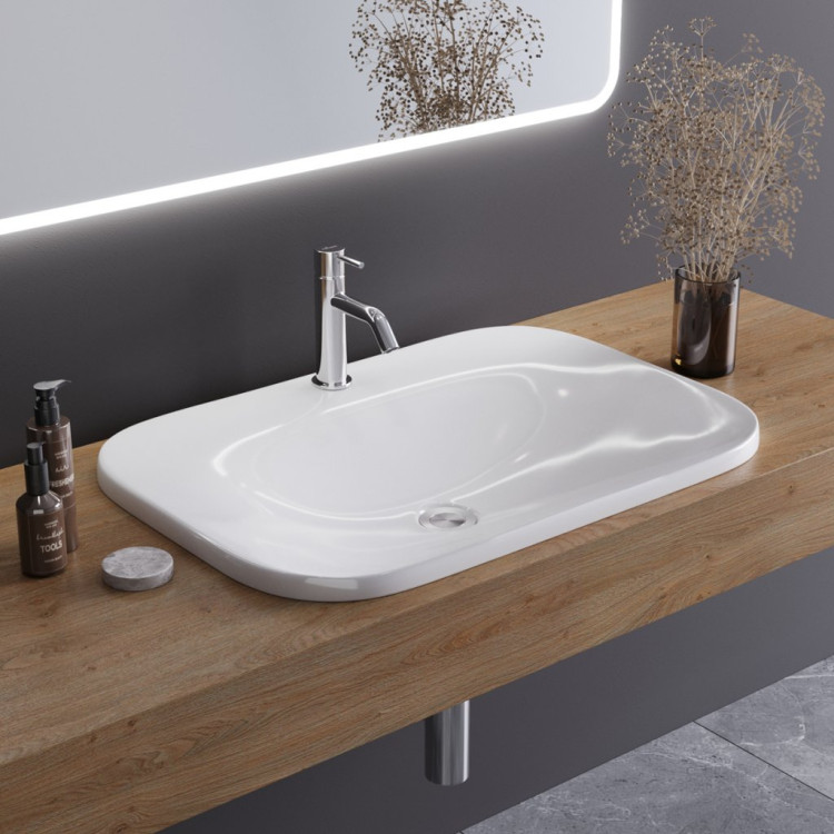 Раковина керамическая полувстраиваемая Cezares CZR-DRO-65-LVB