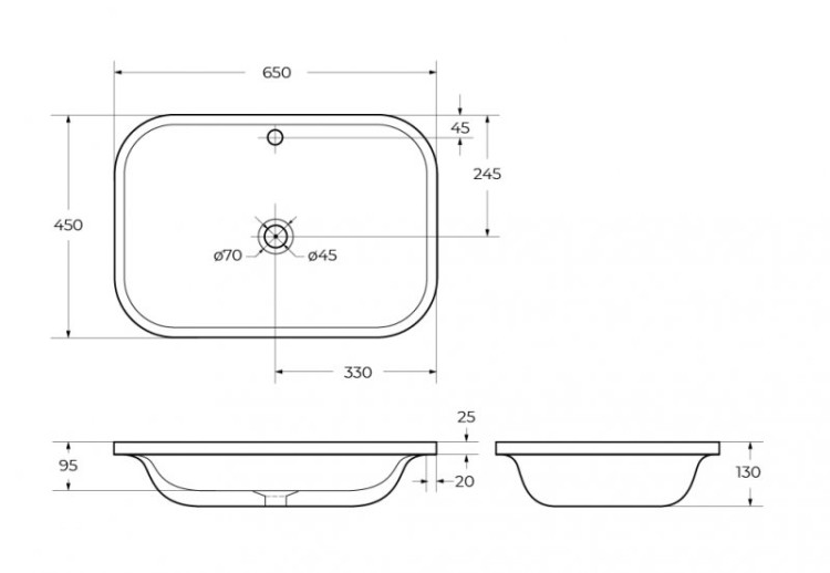 Раковина керамическая полувстраиваемая Cezares CZR-DRO-65-LVB