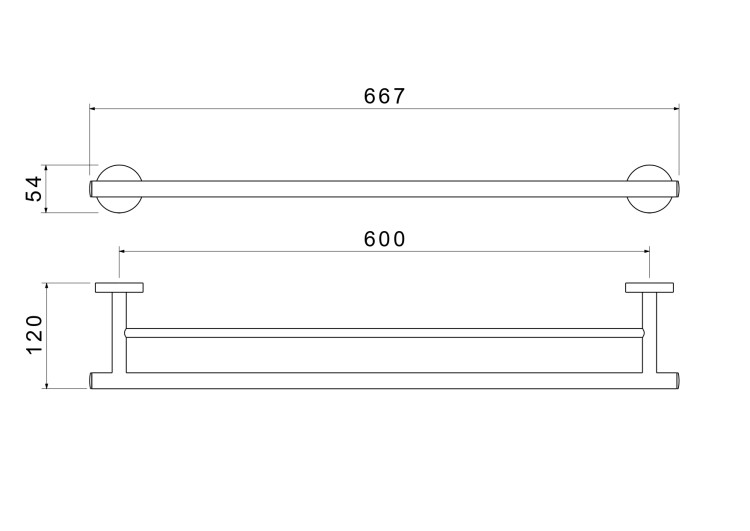 Полотенцедержатель двойной 600 мм Aquatek матовый черный AQ4230MB Оберон