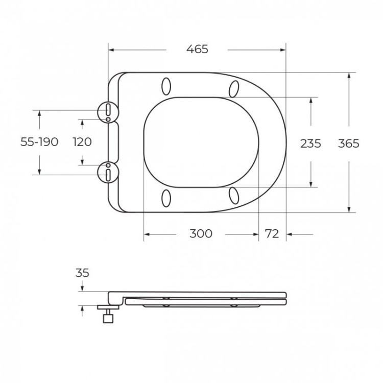 Унитаз подвесной безободковый со смывом Торнадо с сиденьем дюропласт soft close, 53 см Cezares CZR-3806-53-TH-TOR/SC