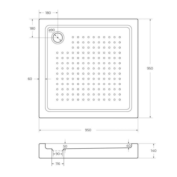 АКРИЛОВЫЙ ПОДДОН TRAY-A-A-15-W Cezares CZR-01-90
