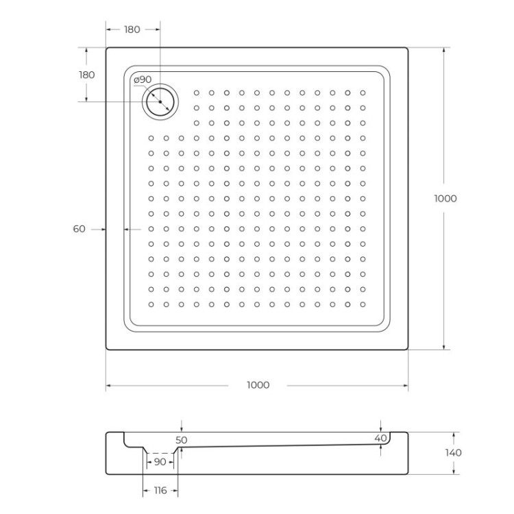 АКРИЛОВЫЙ ПОДДОН TRAY-A-A-15-W Cezares CZR-01-90
