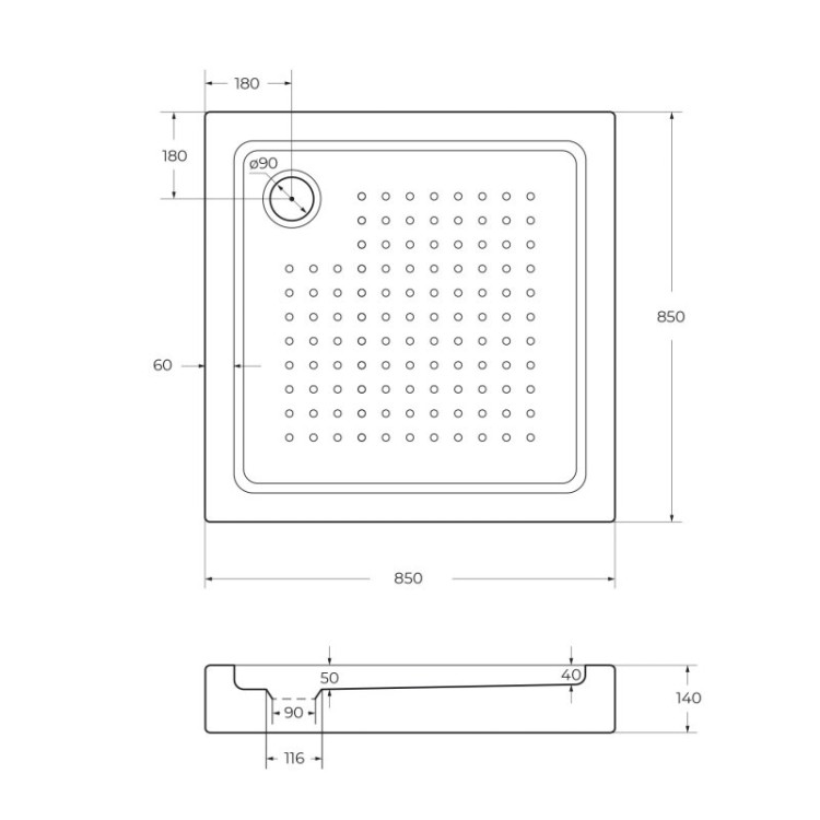 АКРИЛОВЫЙ ПОДДОН TRAY-A-A-15-W Cezares CZR-01-90
