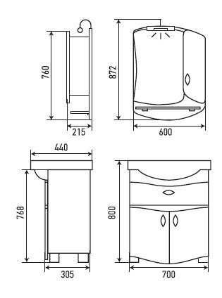 Тумба под раковину Velvex Belvento Apelsin 65 тBel 10-65