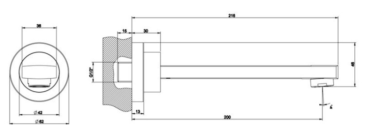Излив для раковины Gessi Tras 34302.031