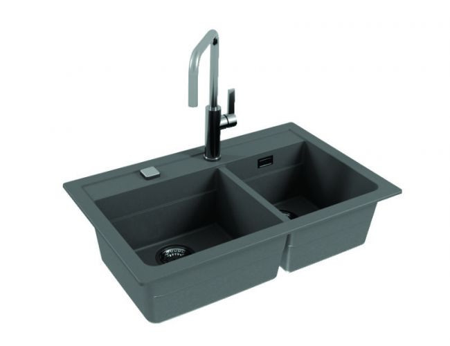 Мойка ALVEUS GRANITAL ATROX 50 CONCRETE - G81 в комплекте с сифоном 1132822,