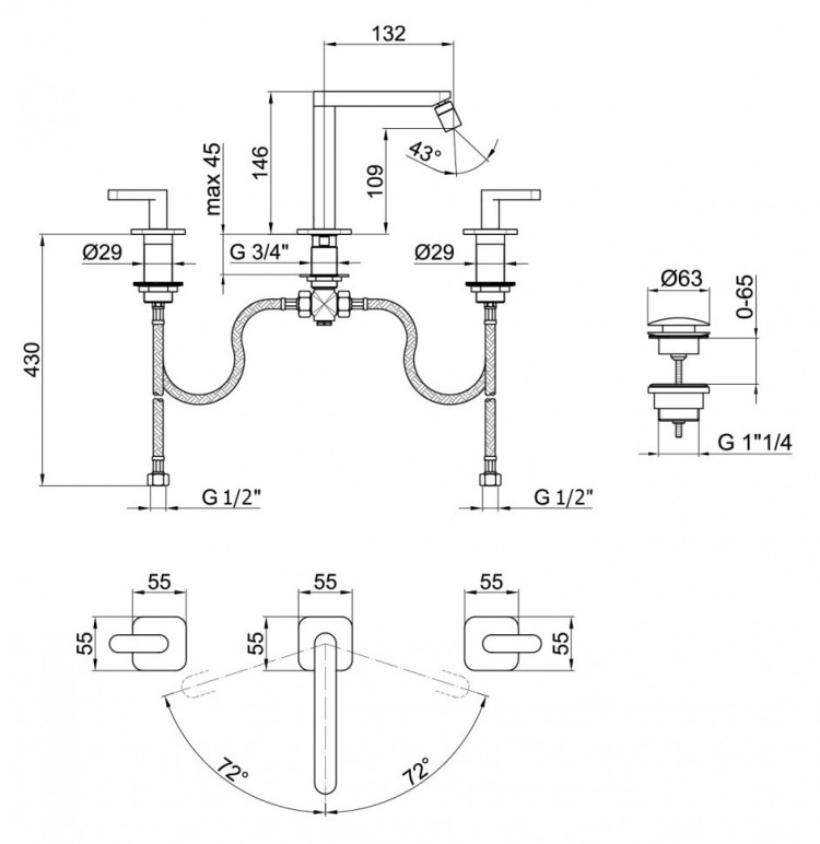Смеситель для биде Webert Living LV710502