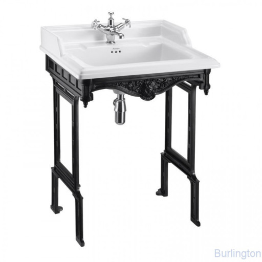 Классическая раковина на 1 или 2 отверстия, с подстольем из черного алюминия