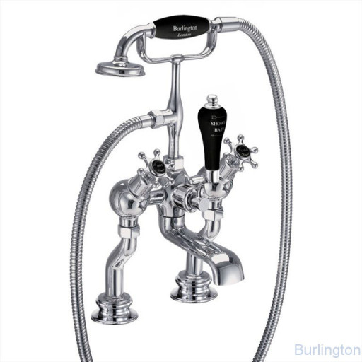 Смеситель для ванны &quot;под наклоном&quot; с ручным душем, Regent, набортный [BIR19 BLA]