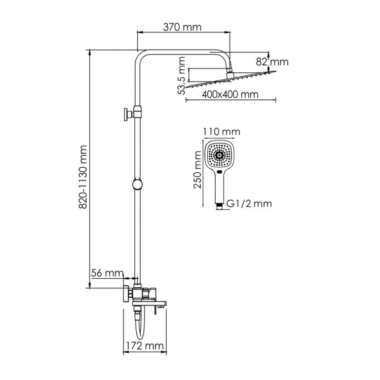 WasserKRAFT A177.119.065.087.CH Душевой комплект со смесителем