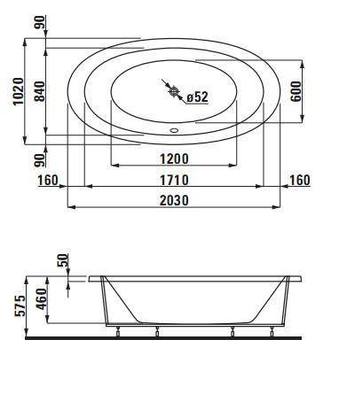 Акриловая ванна Laufen Alessi One 203x102
