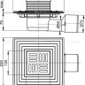 Сливной трап 105×105/50/75 мм боковой сток, решетка из нержавеющей стали, фланец из нержавеющей стали, воротник изоляции 2–го уровня, гидрозатвор сухой и мокрый Alcadrain APV3344