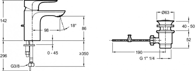 Однорычажный смеситель - картриджем С3 Jacob Delafon ALEO E98332-4-CP