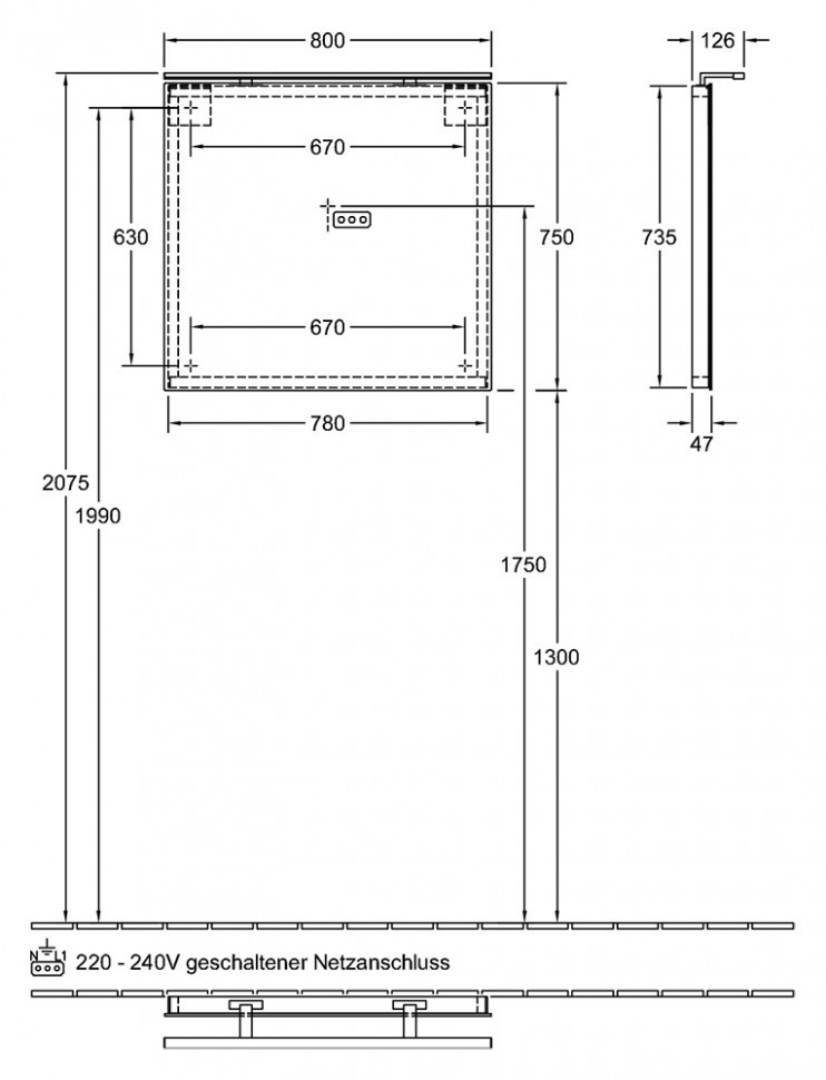 Зеркало Villeroy&Boch More to See 80 с подсветкой