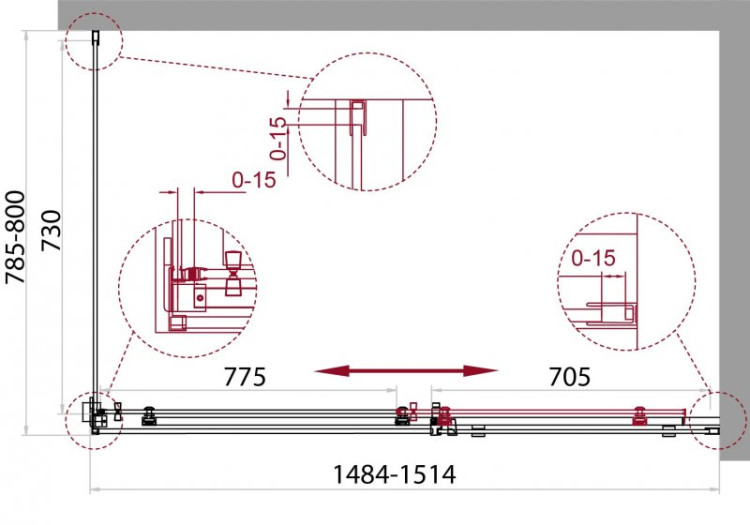 Душевой уголок BELBAGNO ACQUA-AH-1 BelBagno ACQUA-AH-1-130/100-C-Cr