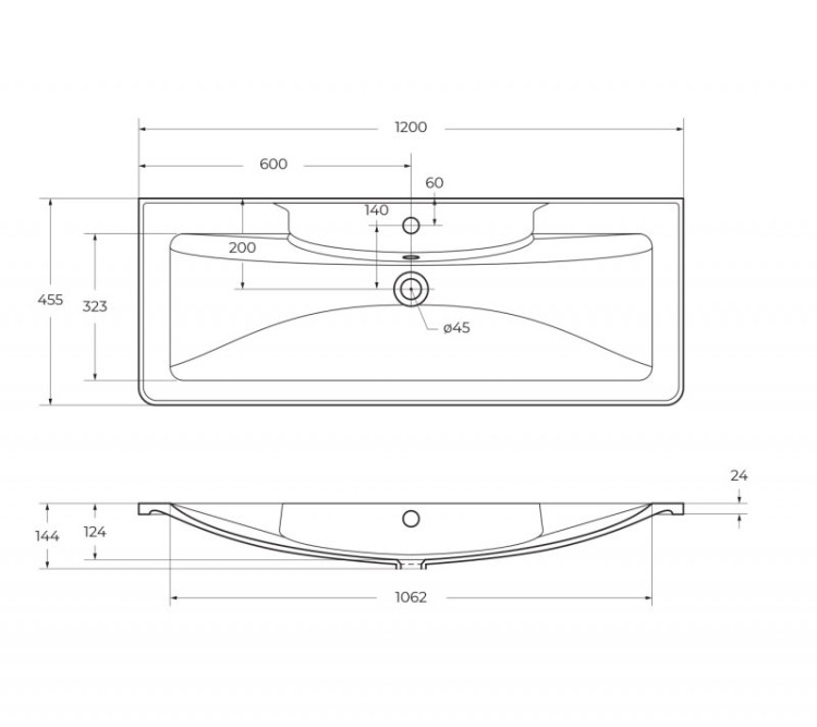 База под раковину подвесная с двумя выкатными ящиками 1200x450x500 BelBagno ACQUA-1200-2C-SO-RR