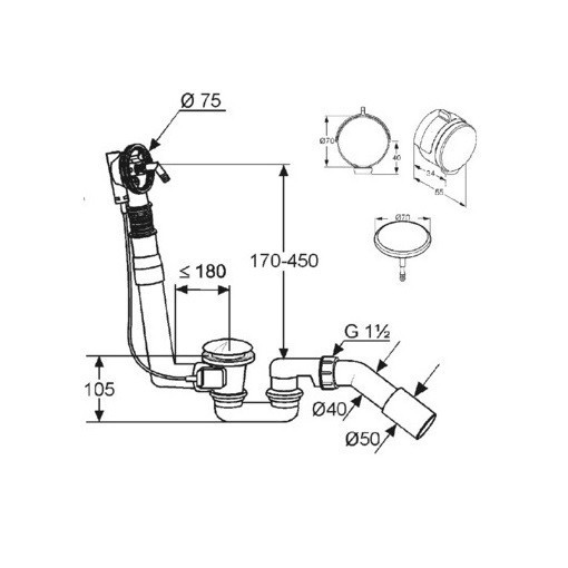 Слив-перелив Kludi Rotexa Multi 2120005N-00 с наливом