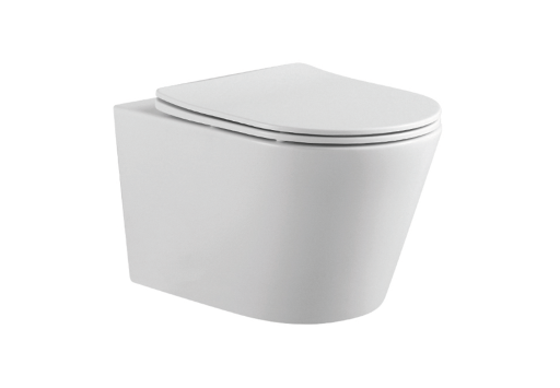 Унитаз подвесной безободковый Aquatek ВЕГА AQ1905-MW 525*360*320 мм, белый матовый, горизонтальный выпуск, тонкое сиденье с механизмом плавного закрывания, крепеж