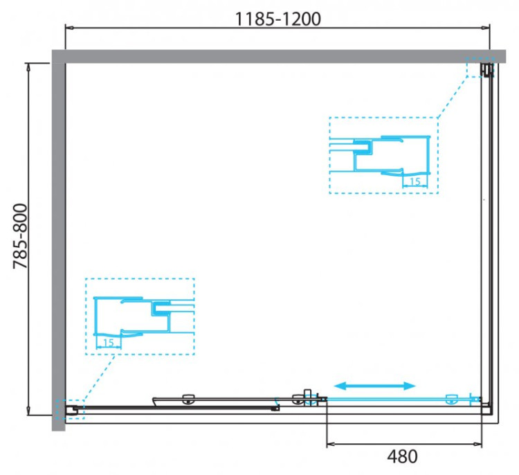 Душевой уголок BELBAGNO DUE-AH-1 BelBagno DUE-AH-1-120/80-C-CR